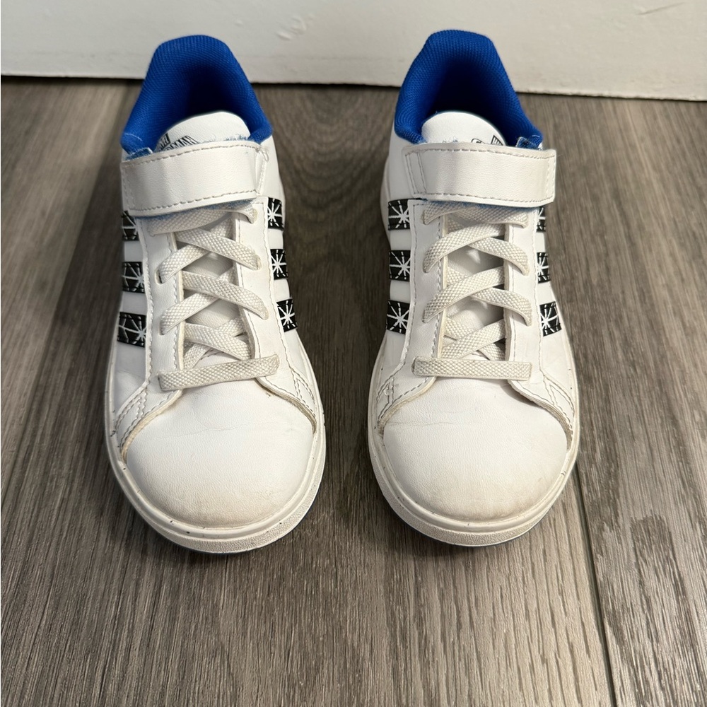 Adidas Kids’ Grand Court Spider-Man White and Blue Low-Top Sneakers